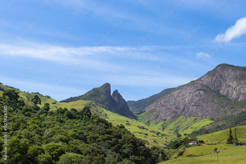 Beautiful landscape in the mountains in Brazil (O Frade e a Freira - The Friar and the Nun Rock) 