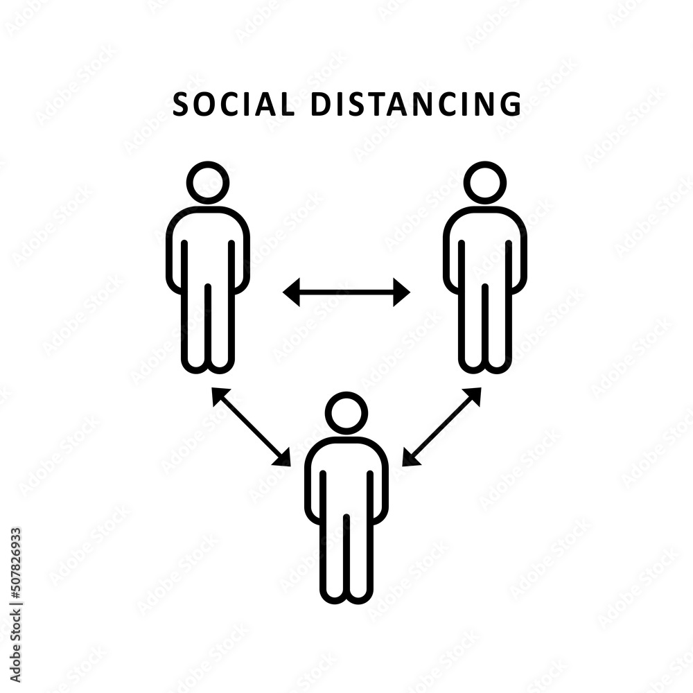 Social distancing icon. Keep the 1-2 meter distance. Coronavirus epidemic protective. Vector illustration Social distancing icon. Keep the 1-2 meter distance. Coronavirus epidemic protective. Vector illustration