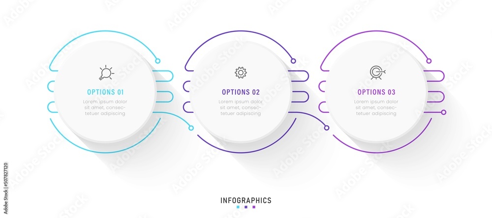 Vector Infographic label design template with icons and 3 options or steps. Can be used for process diagram, presentations, workflow layout, banner, flow chart, info graph.