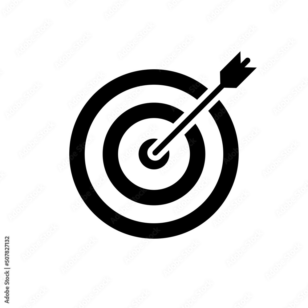 Target with arrow icon isolated. Icon for apps and websites. Vector illustration. Target with arrow icon isolated. Icon for apps and websites. Vector illustration.