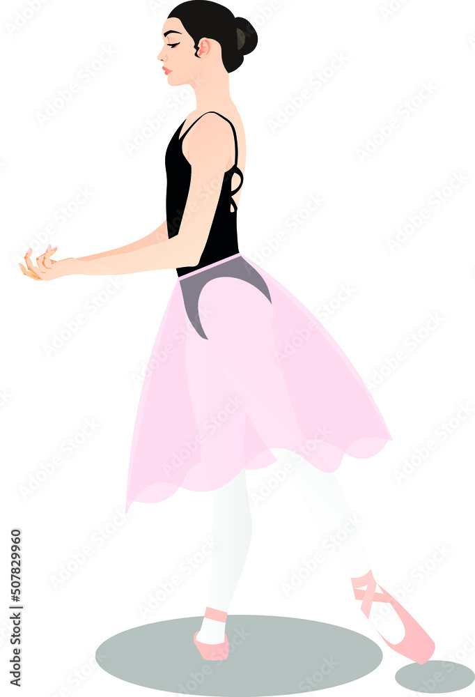 Ballerina in pointe shoes for print or logo