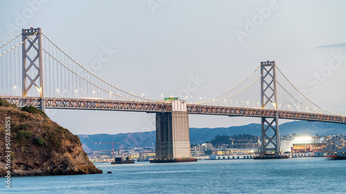 Night skyline of San Francisco Bay Bridge from Treasure Island © jovannig