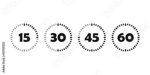 Stopwatch with seconds concept. Stopwatch inons isolated. Vector illustration.