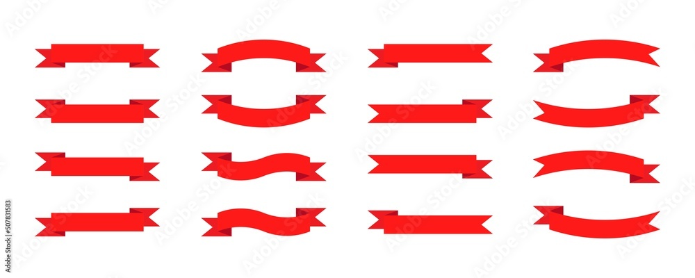 Vector red ribbon banners on white background. Vector illustration. Vector red ribbon banners on white background. Vector illustration.