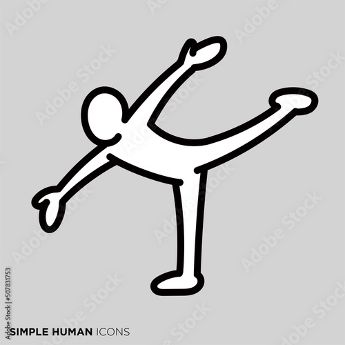 シンプルな人間のアイコンシリーズ　「喜び舞い滑る人」