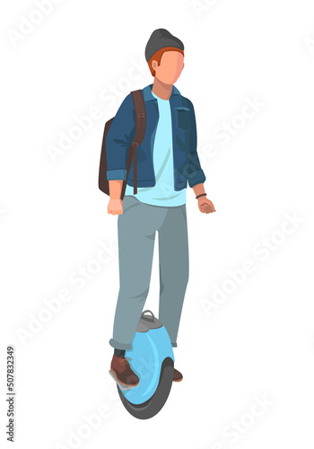 Man riding on electric unicycle