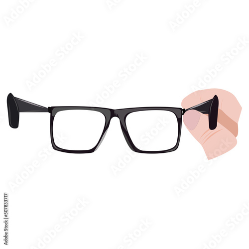 glasses in hand with transparent glass for advertising
