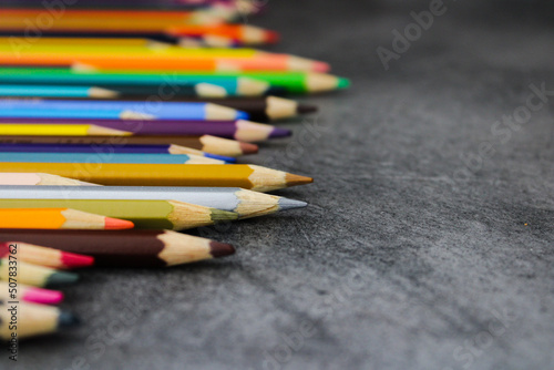 pencils on black background