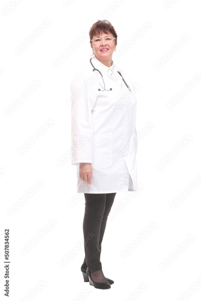 Beautiful attractive happy smiling female doctor physician nurse standing with arms crossed Beautiful attractive happy smiling female doctor physician nurse standing with arms crossed