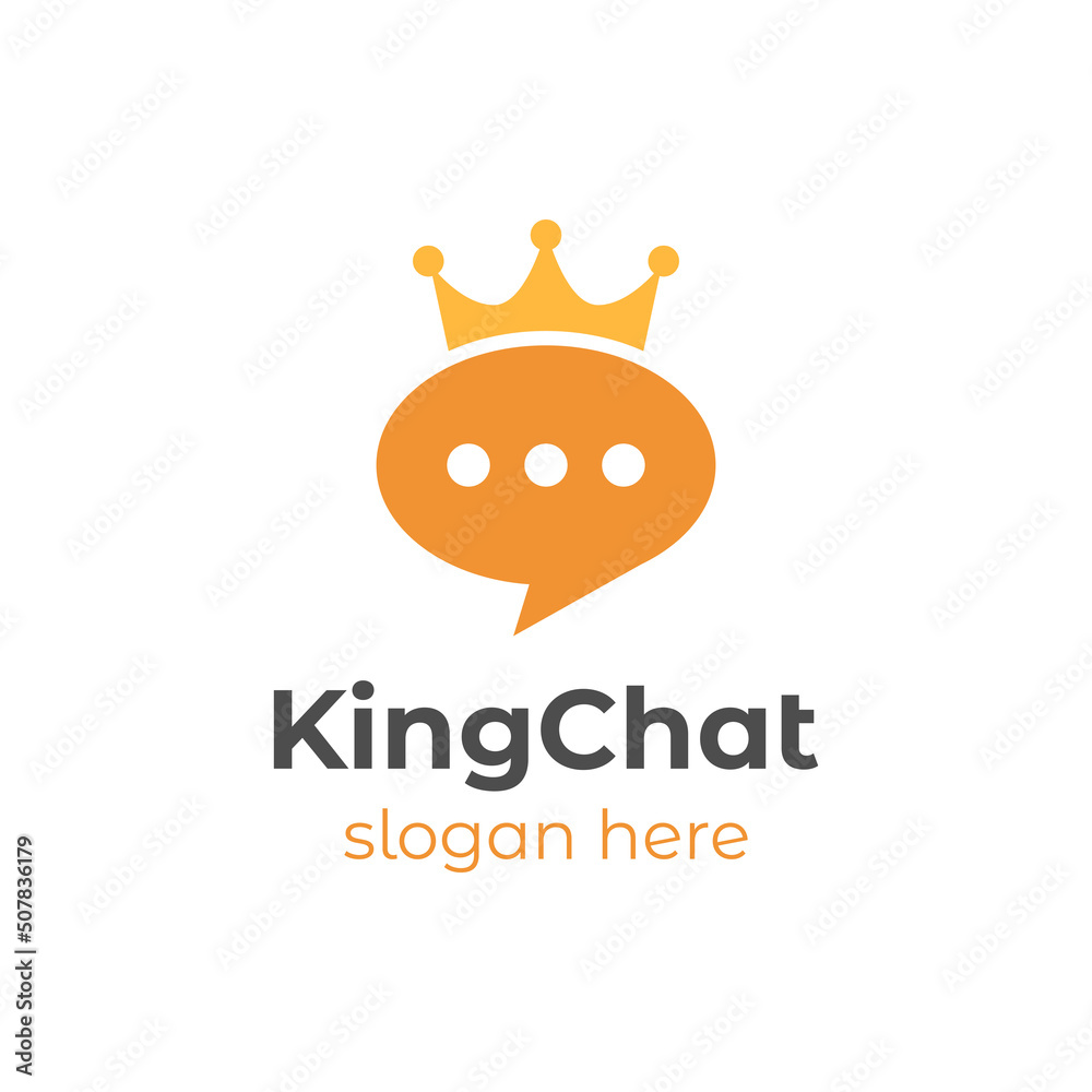 Chat app logo icon symbol with crown king design element for help center, talking, message