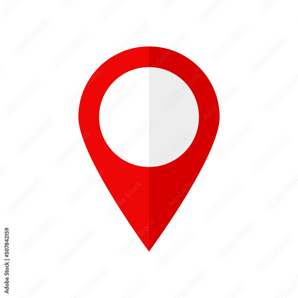 red pin point. location symbol with shadow isolated on white background red pin point. location symbol with shadow isolated on white background