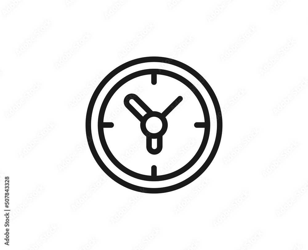 Clock line icon on white background Clock line icon on white background