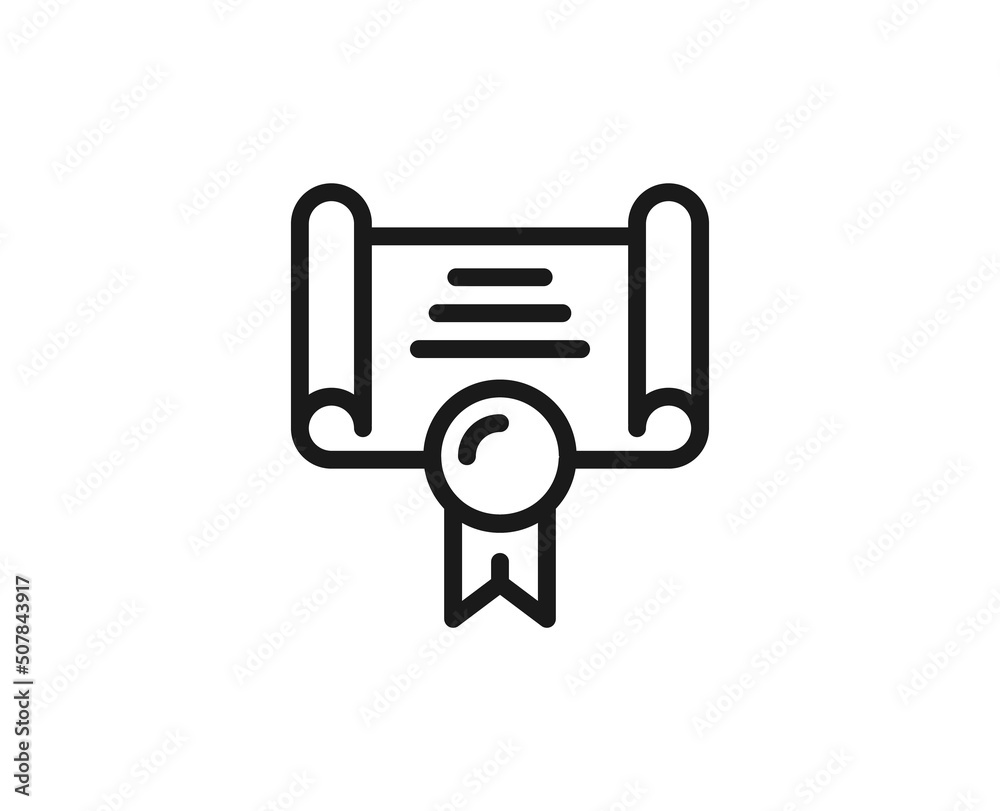 Single line icon of diploma. High quality vector illustration for design, web sites, internet shops, online books etc. Editable stroke in trendy flat style isolated on white background Single line icon of diploma. High quality vector illustration for design, web sites, internet shops, online books etc. Editable stroke in trendy flat style isolated on white background