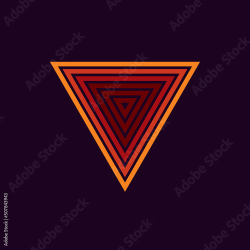 Vintage triangular sunset in the style of the 80s. Vector background. A design element.