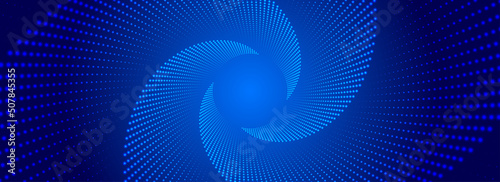 Spiral wave from dots. Spinning dotted halftone vector spiral. Hypnotic psychedelic background.