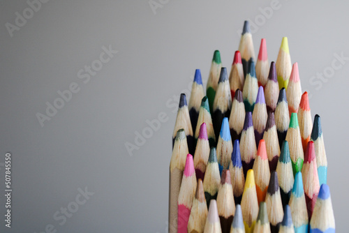 color pencils on white background