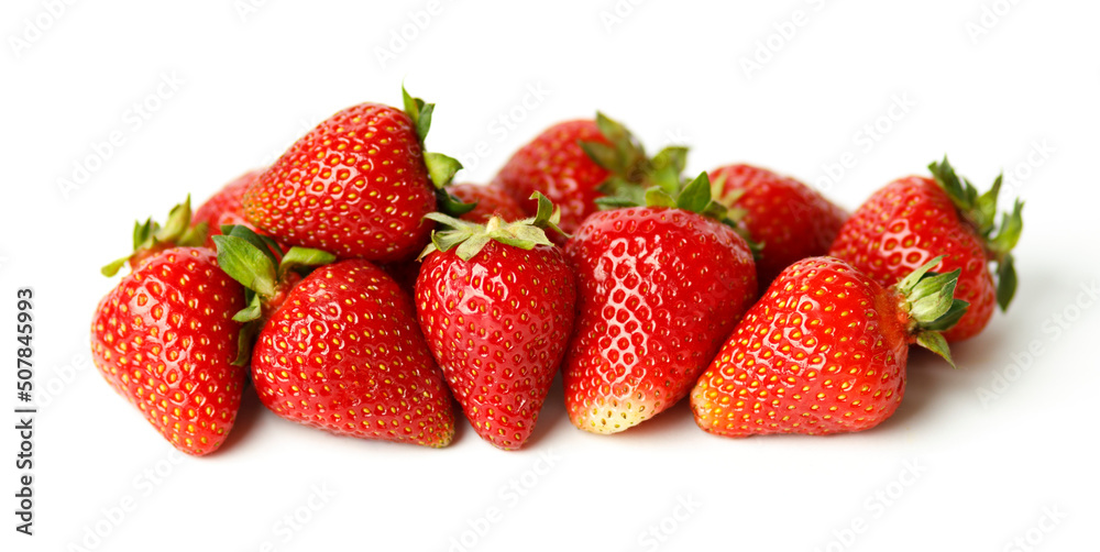 Red ripe strawberries on a white background. Vitamin and healthy dessert. Red ripe strawberries on a white background. Vitamin and healthy dessert.