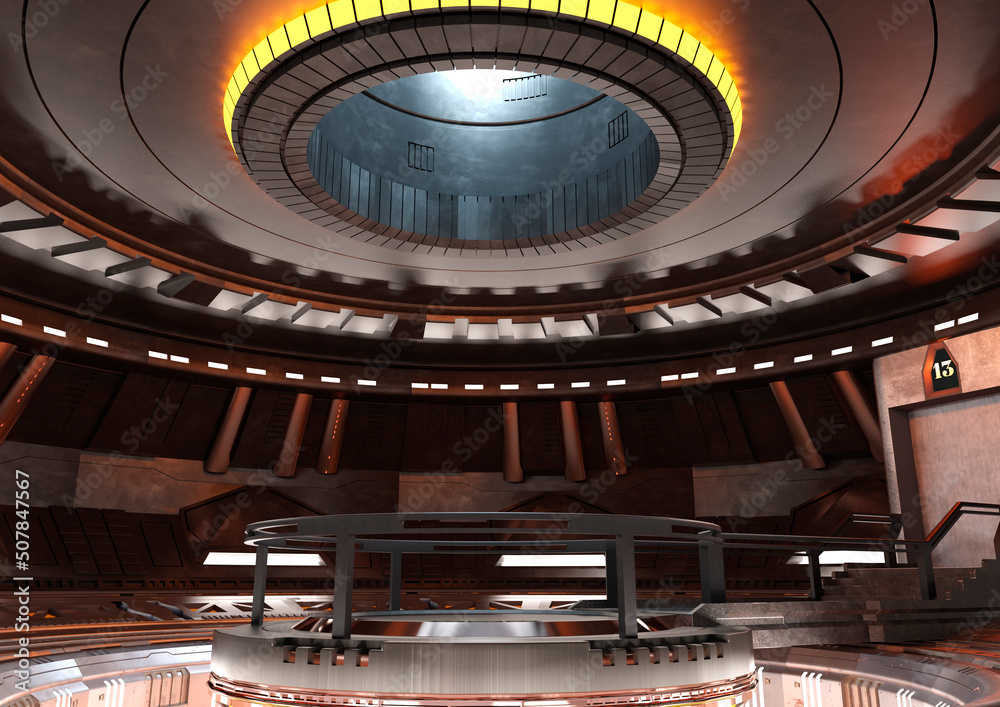 Obraz premium 3D Rendering Science Fiction Podium