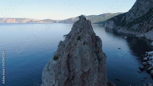 Εκτύπωση καμβά Top view of seascape with rocky coast