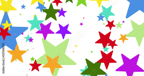 Image of vivid colorful stars covering white background