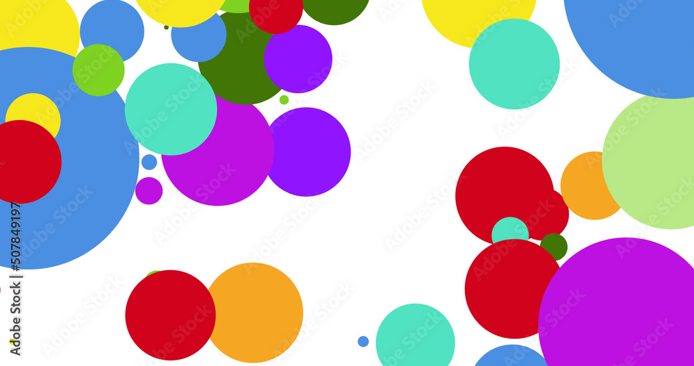 Image of vivid colorful dots covering white background
