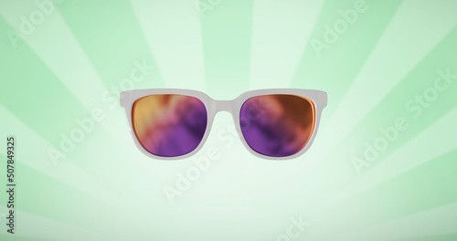 Image of glasses over green striped background