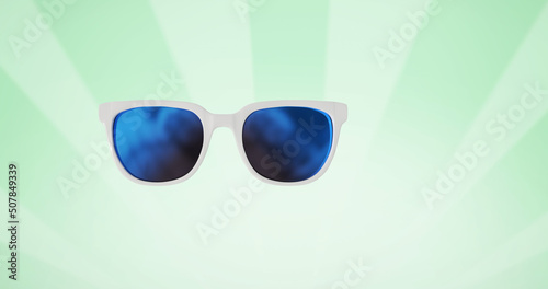 Image of glasses over green striped background