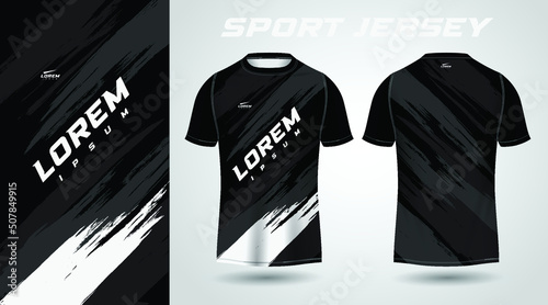 black t-shirt sport jersey design