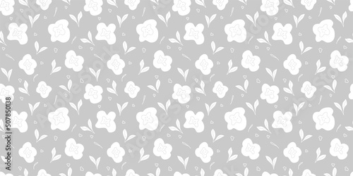 Botanical illustration background. Seamless pattern.Vector. 有機的なイラストパターン
