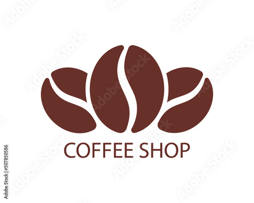 Coffee shop graphic logo. Sign coffee beans isolated on white background. Vector illustration