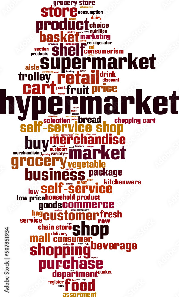 Obraz premium Hypermarket word cloud