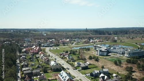 AERIAL: Birstonas Town on Sunny Spring Day photo