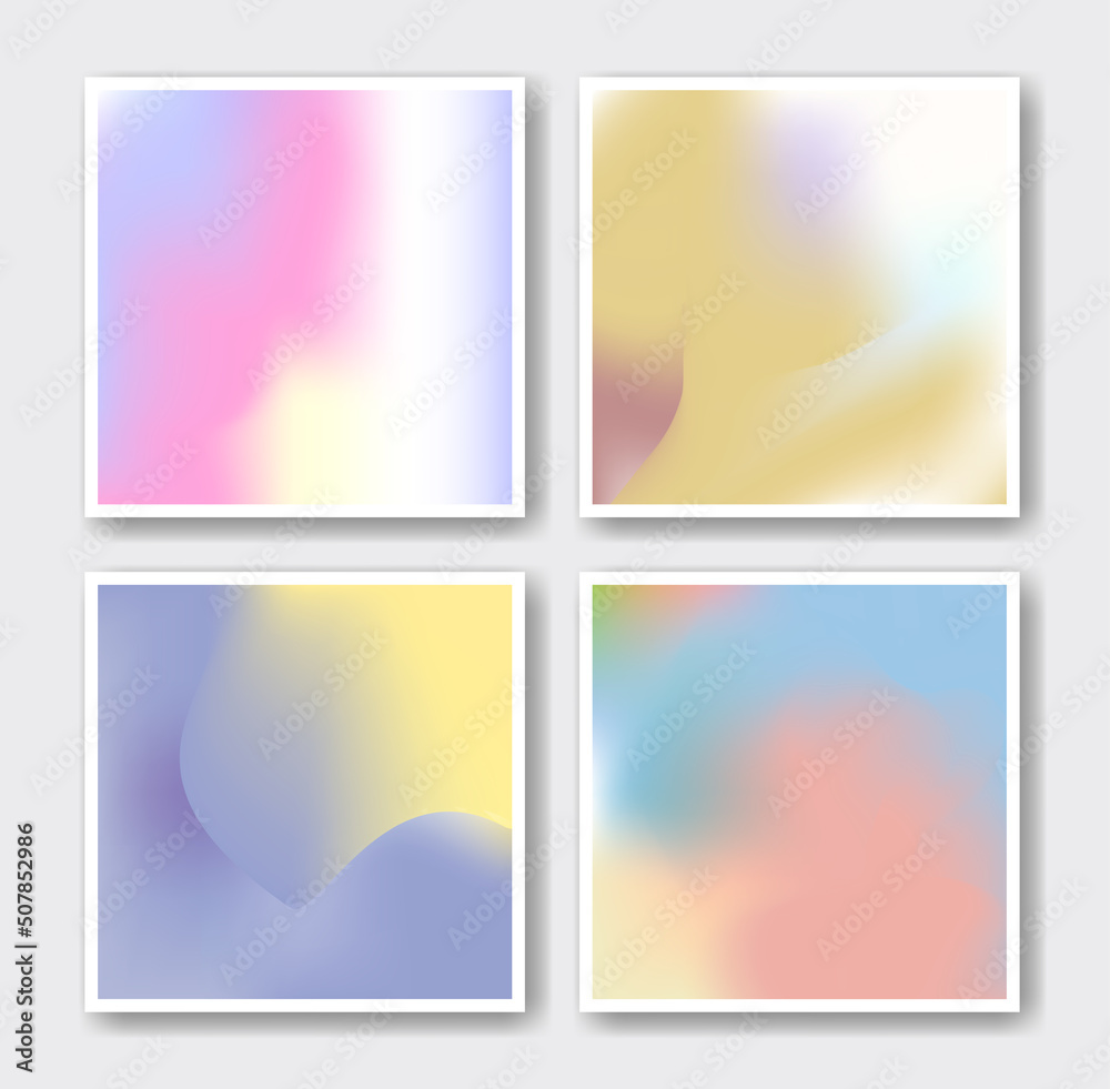 Abstract colorful gradient holographic cover set Futuristic design for brochure, flyer, wallpaper, banner, Liquid colorful holographic cover set poster background