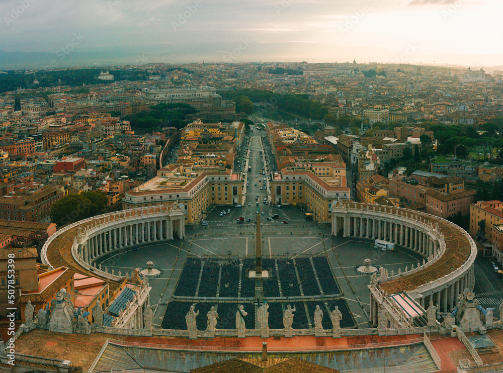 Obraz premium Panoramic view from the dome of St. Peter's Basilica in the Vatican