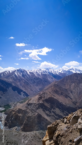 High top Snow covered valley with clouds in Himachal Pradesh, India