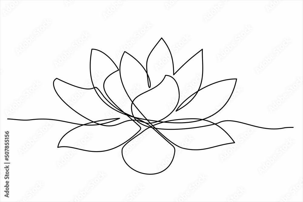 Lotus flower continuous line drawing Stock Vector Adobe Stock