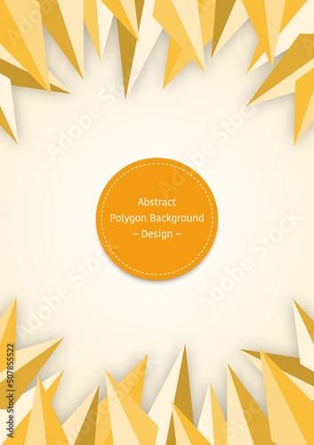 Abstract polygon background design, in crystal triangle shapes at the top and bottom, yellow color tone