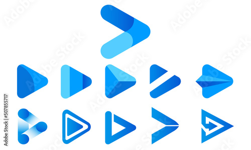 Abstract origami Play button logo in material design style. Application icon