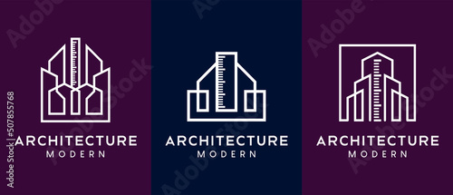 Architect logo design, building or house designer with a minimalist concept, a building combined with a ruler icon.