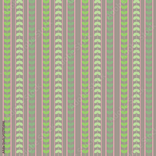 Seamless stripes with vines on pastel background.