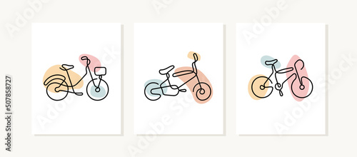 Bicycles continuous line posters.
