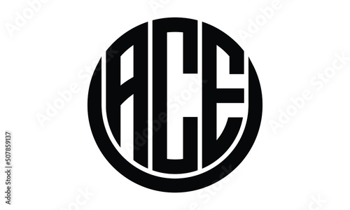 ACE shield with round shape logo design vector template | monogram logo | abstract logo | wordmark logo | lettermark logo | business logo | brand logo | flat logo.