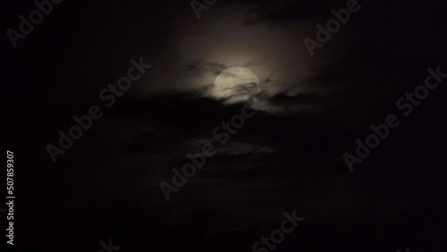Blood Moon Total Lunar Eclipse Behind Clouds In Penumbral Phase photo