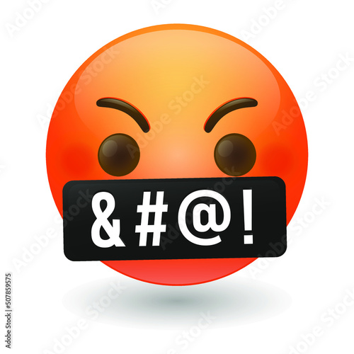 Symbols on Mouth Emoji Icon Illustration Sign. Cursing Vector Symbol Emoticon Design Vector Clip Art.
