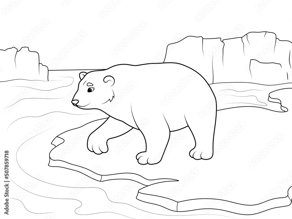Sitting Polar Bear Coloring Page