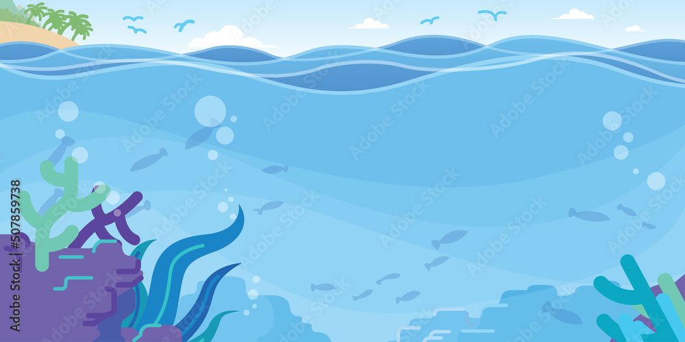 Background Ocean Waves Cartoon Seaside Bay