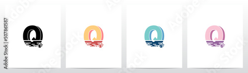 Billede på lærred Half Submerged Letter Logo Design Q