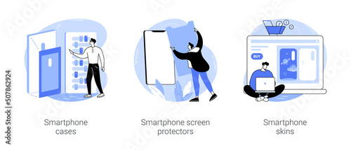 Smartphone protection accessories isolated cartoon vector illustrations se