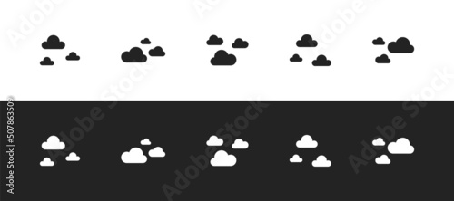 Set of black  and white cloud icons. Sky clouds web symbols.