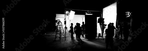 Fotografie, Obraz Silhouette images of video production behind the scenes or b-roll or making of T